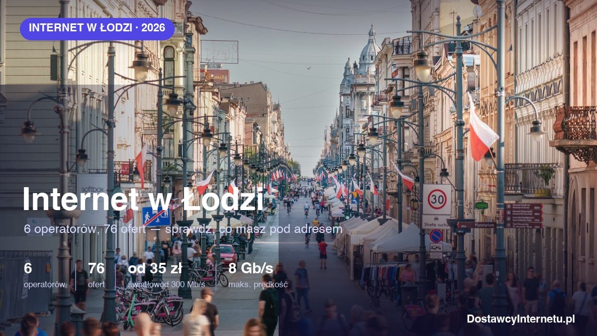Internet w Łodzi – ulica Piotrkowska, porównanie ofert 6 operatorów i 76 pakietów